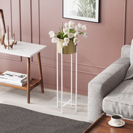 Aberto Design Maceta Decorativa GED-025-C Blanco y Dorado